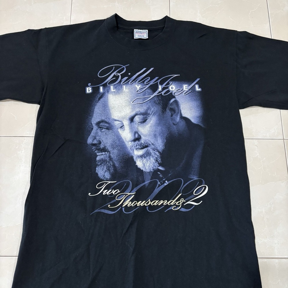 Vintage Billy Joel 2002 T Shirt Double Sided Band Tee Black Purple Mens XL Y2k
